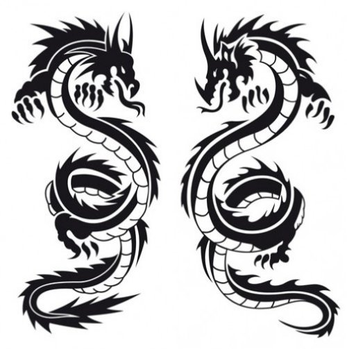 Black And White Dragons Tattoo Design